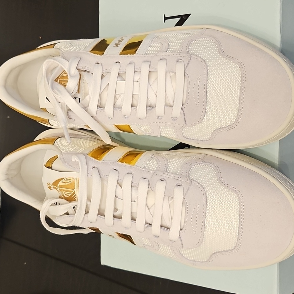 Lanvin White and Gold Women's Sneakers SZ 9 - Unisex - Picture 2 of 9